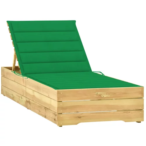  ležaljka za sunčanje sa zelenim jastukom impregnirana borovina