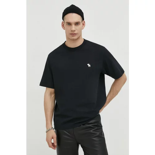 Abercrombie & Fitch Bombažna kratka majica moški, črna barva