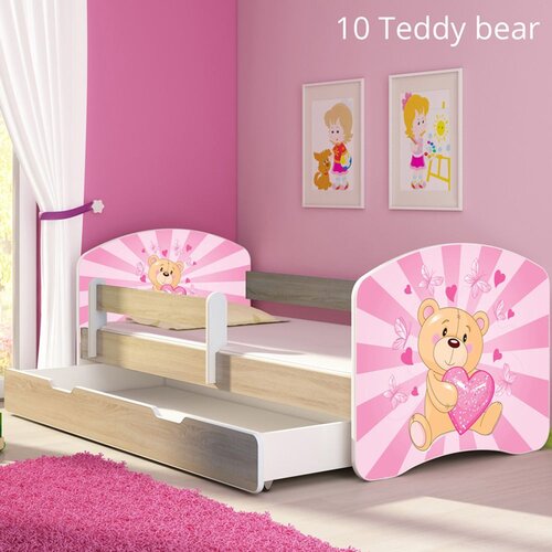 ACMA Dječji krevet s motivom, bočna sonoma + ladica 160x80 cm - 10 Pink Teddy Bear Cijene