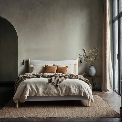 MID.YOU OBLAZINJENA POSTELJA 180 cm x 200 cm , les, tekstil, leseni material siva Slike