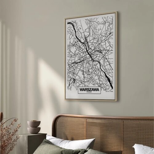  Slika - City Plan: Warszawa (1 Part) Vertical 60x90 U prirodnom drvenom okviru Cene