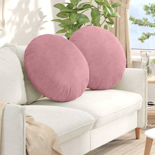  Jastučići za sjedenje 2 pcs Ružičasta Ø60 x 21 cm Baršun Cene