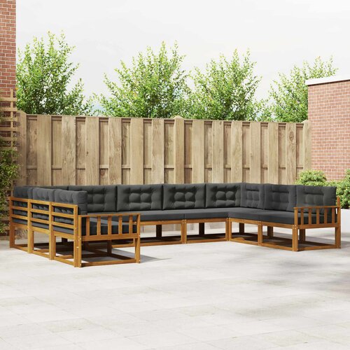  Set vanjskih sofa 9 kom. Prirodna i antracit Smeđa 404 x 247,5 x 73 cm Slike