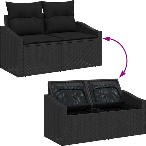  Set vrtnih sofa 6-dijelni set Crna Ratan i poliester Slike