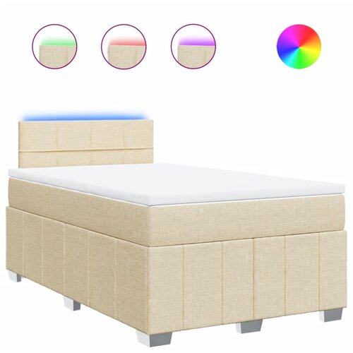 vidaXL Box spring postelja z vzmetnico krem 120x200 cm blago, (21310238) Cene