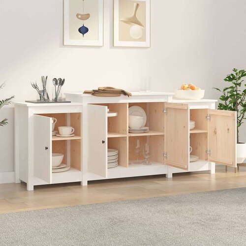  Komoda bela 164x37x68 cm trdna borovina, (20955443) Slike