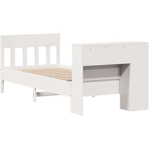 vidaXL Krevet s regalom z knjige bez madraca bijeli 100x200cm borovina Cene