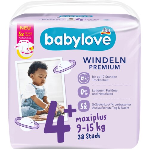 babylove PREMIUM pelene maxiplus, veličina 4+ (9-15 kg) 38 kom Slike