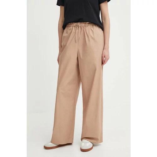 Sisley Pamučne hlače boja: bež, široke, visoki struk