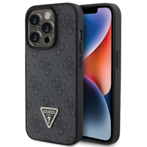  ZAŠTITNA MASKA GUESS - KOŽNA FUTROLA 4G DIJAMANTSKI TROKUT GUHCP15XP4TDPK ZA IPHONE 15 PRO MAX CRNA Cijene