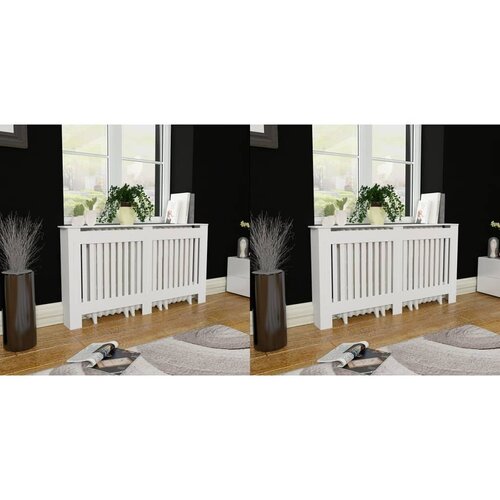  Pokrovi za radijator 2 kom bijeli mdf 152 cm Slike