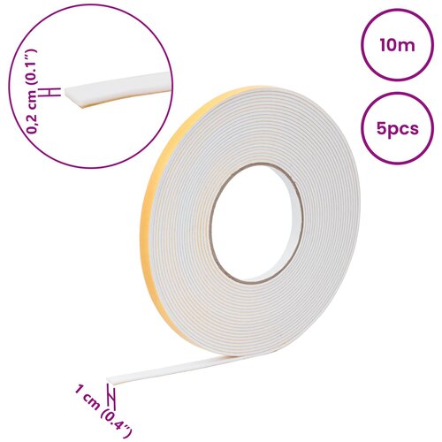  Samoljepljiva pjenasta traka 5 pcs Bijela 10mm x 10m CR pjena Slike