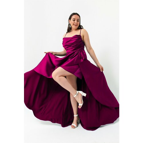 Lafaba Plus Size Evening Dress - Purple - Wrapover Slike