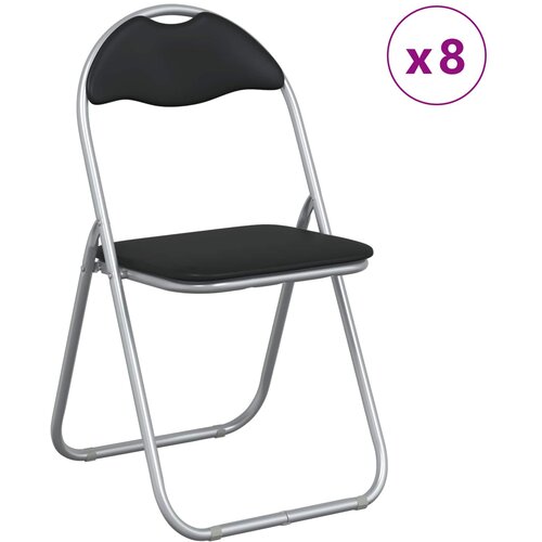  Sklopiva stolica 8 pcs Crna i Siva 48 x 43,5 x 81 cm Lažna koža Slike