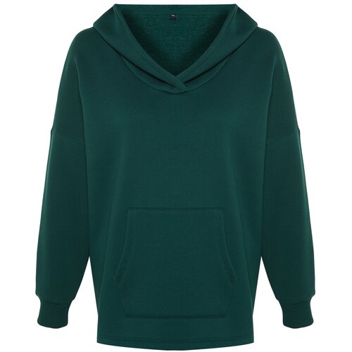 Trendyol Curve Emerald Green Thick Fleece Oversize Knitted Sweatshirt Slike