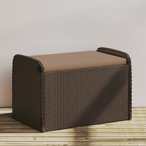  The Living Store Klop z blazino rjava 80x51x52 cm poli ratan - Klop S Prostorom Za Shranjevanje, (21447696) Slike