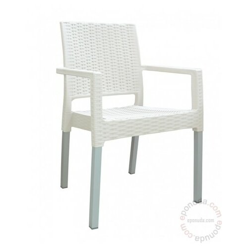 Mega Plast baštenska stolica Ratan Lux, White Slike