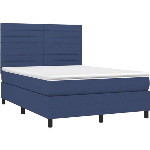  Box spring s madracem LED plavi 140x200 cm od tkanine Slike