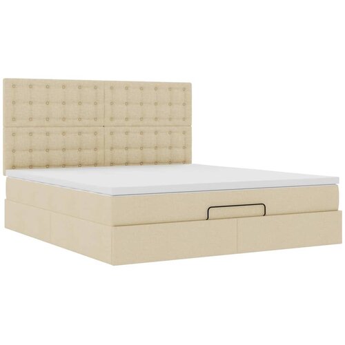  Otomanski krevet s madracem krem 180x200cm od tkanine Slike