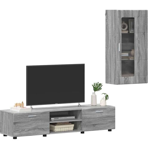  Set TV komoda s ladicama Zidne Siva Sonoma Konstruirano drvo Slike