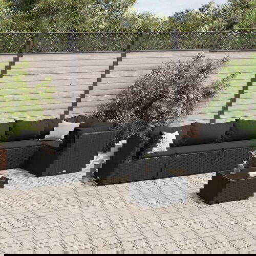 vidaXL 7-dijelna vrtna garnitura od poliratana s jastucima crna Cene