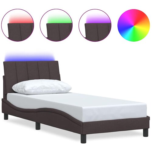 VidaXL Posteljni okvir brez vzmetnice temno rjav 90x190 cm blago Slike