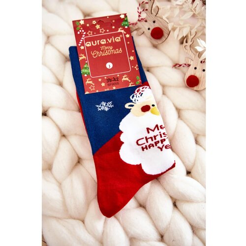 Kesi Men's Christmas Cotton Socks With Santa Clauses Navy blue and red Slike