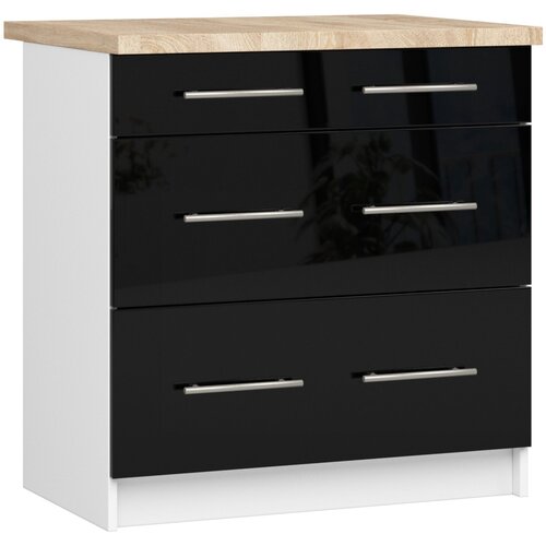 AKORD OLIWIA S80 3SZ Kabinet + BELA / ČRNA Sijajna Plošča, (21713672) Cene
