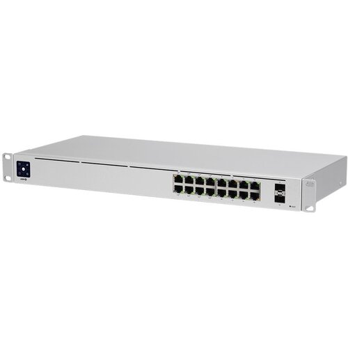 Ubiquiti USW-16-PoE 16-port Layer 2 PoE switch, 8 x GbE PoE+, 8 x GbE ports, 2 x 1G SFP ports, 42W total PoE Power, fanless, silent cooling, ESD/EMP protection, 1.3" touchscreen LCM display, Rackmount (Kit included) USW-16-POE-EU Cene