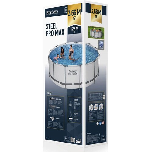 Bestway bazen za dvori&amp;scaron;te pro max sa čeličnim ramom 366x122cm 56420 Slike