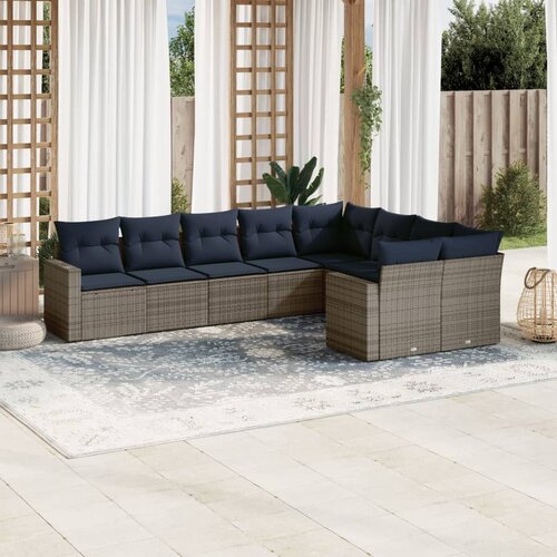 vidaXL 9-dijelni set vrtnih sofa od poliratana s jastucima sivi Cijene