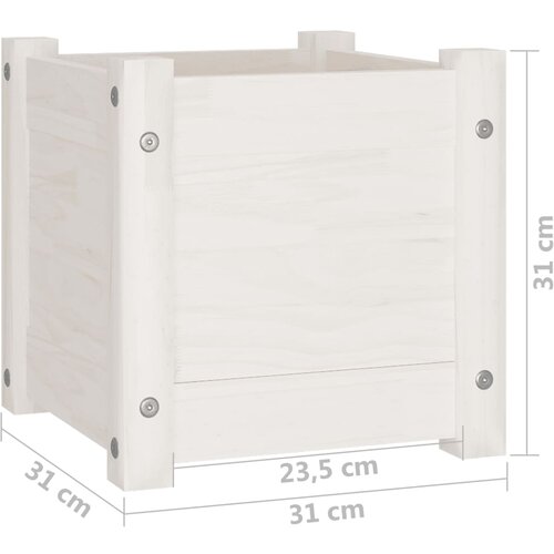  Vrtna sadilica bijela 31 x 31 x 31 cm od masivne borovine Slike