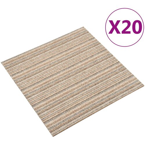 vidaXL Talna obloga preproga 20 kosov 5 m² 50x50 cm črtasta bež Cene