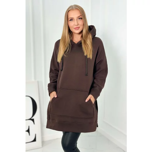 Kesi Insulated sweatshirt with slits on the sides of brown color