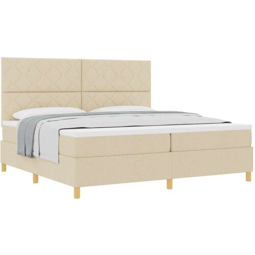  Krevet s box springom s madracem krem 200x200 cm tkanina Cene