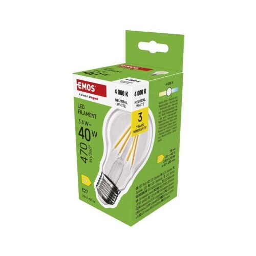  LED žarnica Filament A60 / E27 / 3,4 W (40 W) / 470 lm / Nevtralna bela Cene