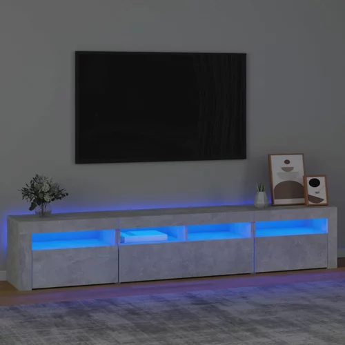 TV ormarić s LED svjetlima siva boja betona 210x35x40 cm
