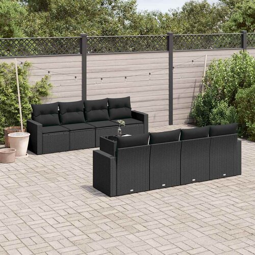  9-dijelni set vrtnih sofa s jastucima crni od poliratana Cijene