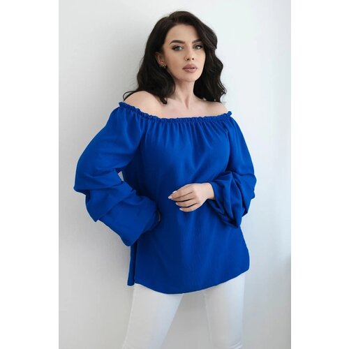 Kesi Spanish blouse with decorative sleeves cornflower blue Slike