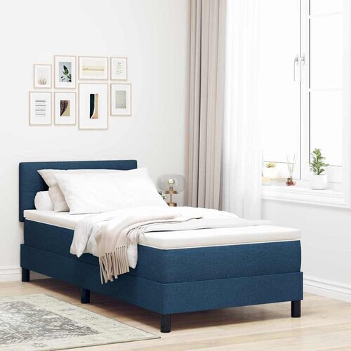 VidaXL Krevet s opruga kutije s madracem Plava 90 x 190 cm tkanina Slike