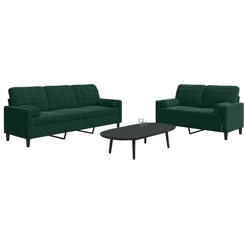  2-dijelni set sofa s jastucima tamnozeleni bar&scaron;unasti Cijene
