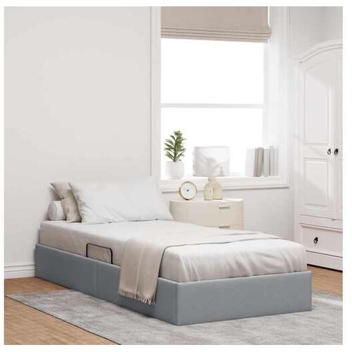  Otoman krevet s pohranom Svijetlo siva 90 x 200 cm tkanina - Svjetlosiva 90 x 200 cm Cene