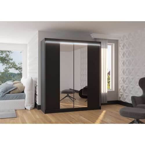 ADRK Klizni ormar s ogledalom BALANCE 180 cm - CRNA Cijene