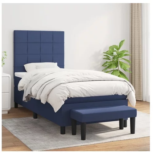 vidaXL Box spring postelja z vzmetnico moder 80x200 cm blago