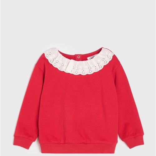 Sinsay Pamučna crewneck majica s ukrasnim ovratnikom Slike