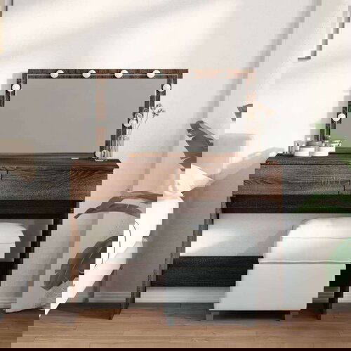 VidaXL Toaletni stolić s LED svjetlima smeđa boja hrasta 100x40x120 cm Slike