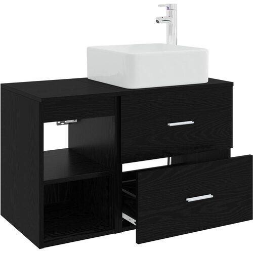  Set namje&amp;scaron;taja za kupaonicu 2 kom. Crni hrast Konstruirano drvo Crna 53 x 35 x 80 cm Slike