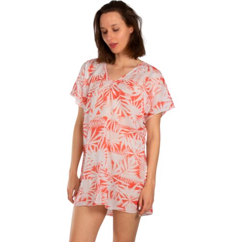 AKER Kaftan za plažu Leaf crveno-beli Slike