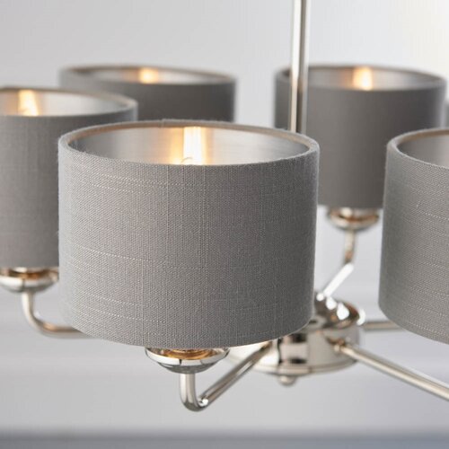  Endon 94381 - Luster na lancu HIGHCLERE 6xE14/28W/230V siva/sjajni hrom Slike