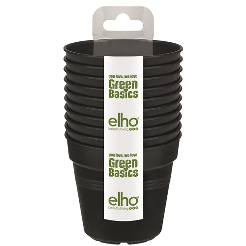ELHO Komplet cvetličnih lončkov Elho Green Basics (10-delni, premer: 7,5 cm, plastičen, črn)